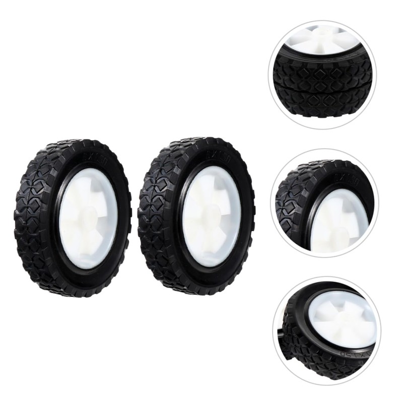 CHILDWEET 2pcs Solid Mute Rubber Casters for Lawn Mowers and