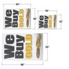 We Buy Gold Vertical Vinyl Decal 12 Inch x 16