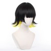 Servelove Character Cosplay wig for Anime Black Yellow short Unisex