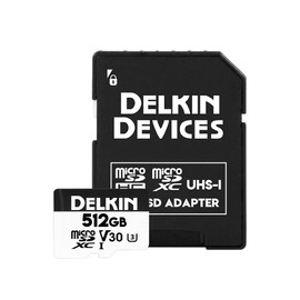 Delkin Devices Hyperspeed 512GB Micro SD Card with Adapter – 100MB/s Read, UHS-I (U3, V30), 4K & Full HD for Smartphones, Tablets, GoPro, and Dash Cam