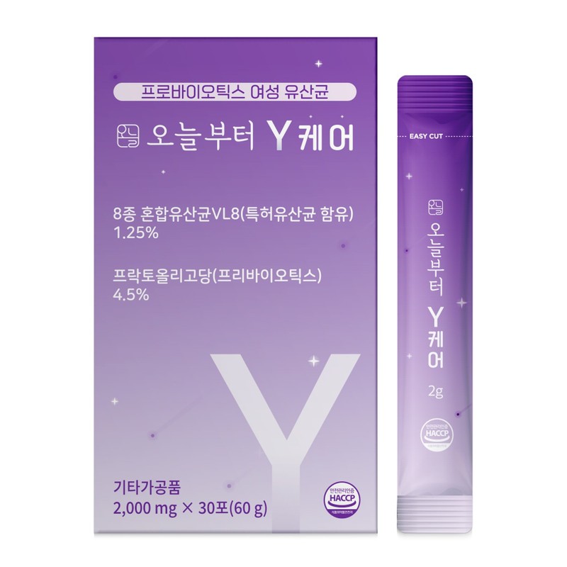 오늘부터 Y케어 (30포) 질 유래 특허 여성유산균 프로바이오틱스 질 유산균