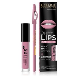 Eveline Cosmetics Oh! My Lips Matte Liquid Lipstick and Lip Liner No. 03 Rose Nude