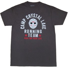 Animation Shops Friday 13th Camp Crystal Lake Running Team T-Shirt-Medium Charcoal Grey