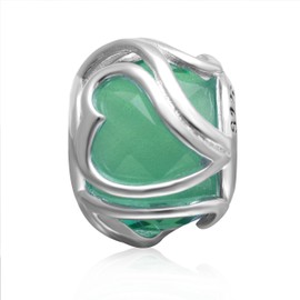 Heart Murano Glass Charms 925 Sterling Silver Radiant Love Crystal Beads Fits European Bracelet, Sterling Silver