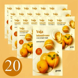 Goodal Yuzu Mask Pack Vitality-recharging citron-filled mild mask 20g, 20 pieces, daily pack, 20gx20 pieces / 구달 유자 마스크팩 생기충전 유자가득 순한 마스크 20g 20개 하루한장 데일리팩 20gx20개