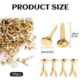 PHIOMUUE 100 Pcs Golden Paper Fasteners, Round Head Split Pins Metal Paper Clips,Mini Brads for Crafting, DIY Scrapbooking, Stamping Projects, Office Supplies,Multicolor Scrapbooking Brads