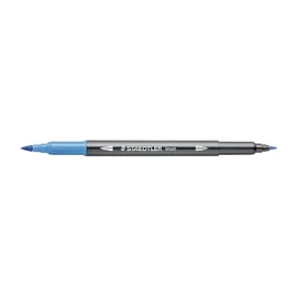 STAEDTLER Watercolour Design Journey 3001-34 Double Fibre Tip Pens Aqua Blue Fine Tip and Flexible Brush Tip Water-soluble 10 Aqua Blue Felt Tip Pens