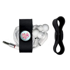 GRAPHICS & MORE Flower Heart Love Headphone Earbud Cord Wrap - Charging Cable Manager - Wire Organizer Set of 2