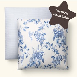 Amqua Satin Pillowcase 80 x 80 cm, Set of 2 Cotton Blue Pillow Case 80 x 80 cm, Set of 2 Cotton Pillowcases 80 x 80 cm with Zip, Pillowcase 80 x 80 cm, Cushion Cover Flowers 80 x 80 cm, Arisa