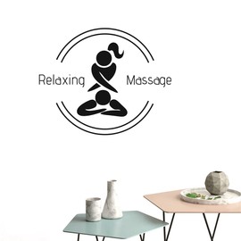 Wall Decal Spa Shop Logo Decor Sticker Relaxing and Massage Women Health Museum Wall Sticker Window Wall Interior Living Room Decoration Mural TM-84 (57x45cm, Black)