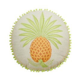 Spartina 449 Decorative Pillow, Round 18", Queenie Pineapple Orange/Green