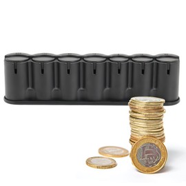 7-Hole Euro Coin Collector, Change Storage for Coin Storage (Black)
