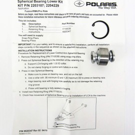 Polaris OEM Front Lower Spherical Bearing 2006-2017 Snowmobiles IQ Switchback