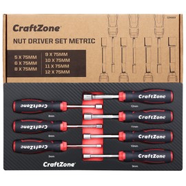 7-Piece Nut Driver Set (Metric) - 5/6/8/9/10/11/12mm with CRV Magnetic Blade Ergonomic Non-Slip Grip EVA Tray Suitable for Furniture Assembly & DIY Projects