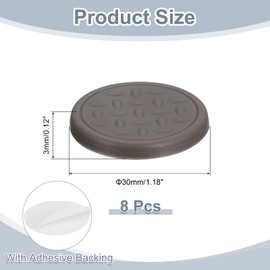 sourcing map 8Pcs Non-Slip Furniture Pads, 1.18" Round Anti Skid Rubber Caster Cups, Anti-Sliding Furniture Coasters, Anti Slide Floor Protectors Pads for Bed Couch Table (Brown)