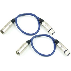 Adam Hall Cables K3MMF0050BLU Microphone Cable XLR Female to XLR Male DMX Audio Cable 3-Pin (0.5 m, Blue, 2) Pack of 2