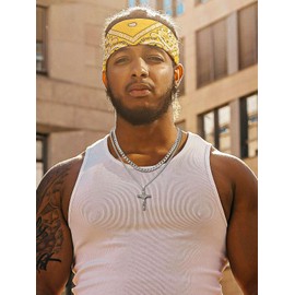 Supcare Cross Pendant Necklace, Stainless Steel Crucifix Cross Necklaces for Men, Layered Cross Chains 22"+2" inches