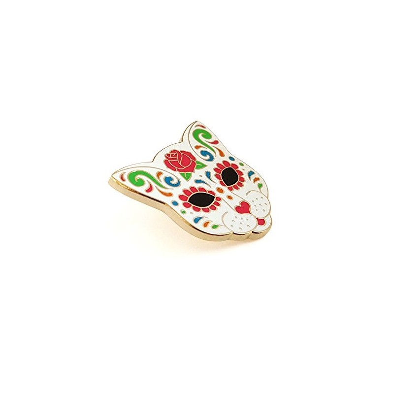 Pinsanity Cat Sugar Skull Enamel Lapel Pin