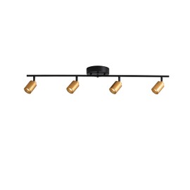 VidaLite Shura 4-Light Black and Brass Integrated LED Track Light w/Rotatable Heads, 3 ft. Track Lighting Kit, 3000k, 2240 Lumen