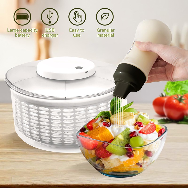 Electric Salad Spinner, 6L Lettuce spinner,Large Capacity Salad Vegetable Dryer,Fruit