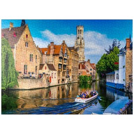 MyPuzzle Historical City Center with Canal in Bruges, West Flanders, Belgium - Premium 1000 Piece Jigsaw Puzzle for Adults