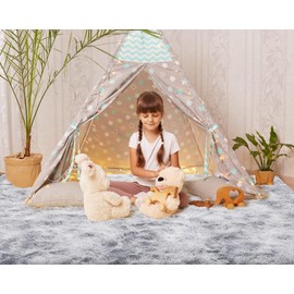 Calore Area Rugs Fluffy Living Room Rugs Shaggy Area Rug Bedroom Carpet Large Rug Soft Kids Room Rugs Comfortable Floor Mat for Home Decor (Grey White, 80 x 120 cm)