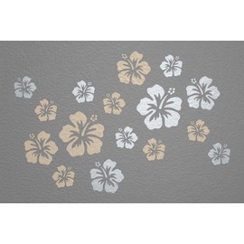 WANDfee Wall Tattoo Hibiscus Flowers Hibiscus Flowers Choice of Colour Wall Sticker Tile Stickers Silver Beige