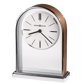 Howard Miller Milan Table Clock 645-768 – Polished Chrome Plated Metal, Clear Acrylic Panel, Arched Silhouette, Chrome-Finished Bezel, Modern Home Décor, Quartz Movement