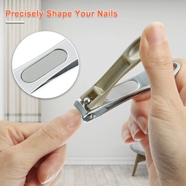 VOCOSTE Nail Clippers Set Professional Nail Toenail and Slant Edge Clipper for Men and Women with Nail File 3pcs Champagne