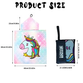 Microfiber Hooded Towel Kids, Double Sided Absorbent Quick Dry Kids Beach Towel, Soft Kids Bath Towel for Boys and Girls (RainbowHorse)