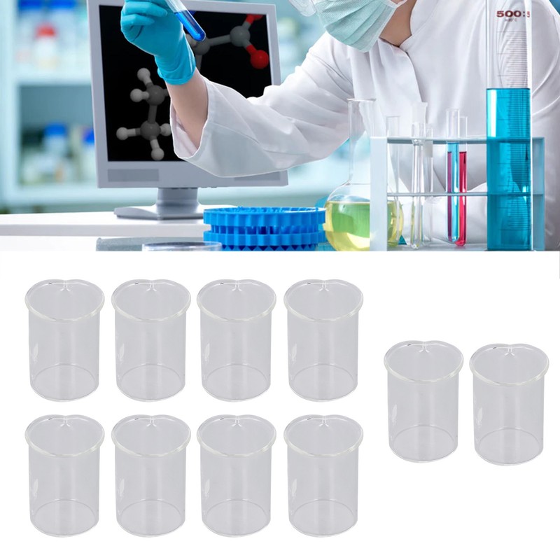 10PCS Glass Beaker Set Experiment Measuring Cup with Scale Teaching