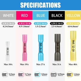 525PCS Heat Shrink Wire Connectors Kit, 22-10 AWG Marine Grade Electrical Connectors Kit, Waterproof Wire connectors Insulated Ring Fork Spade Terminal connectors for Automotive Boat Truck