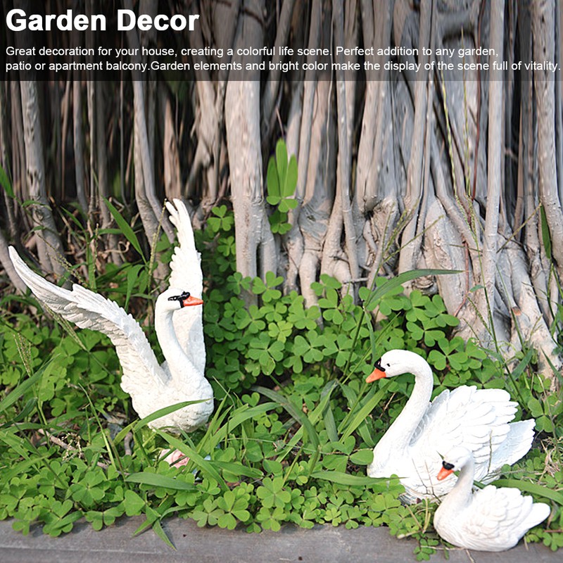 3pcs Lawn Garden Courtyard Resin High Simulation Swan Decoration Animal