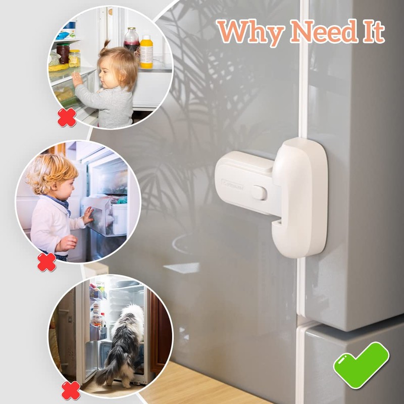 EUDEMON 1 Pack Updated Child Proof Refrigerator/Fridge/Freezer Door Lock Apply