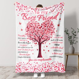 To My Friend Engraved Fleece Blanket, Friendship Gifts for Women, Christmas Birthday Wedding Friend Gifts for Women
