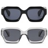 SHEEN KELLY Retro Thick Hexagon Sunglasses Men Women Trendy Oversized