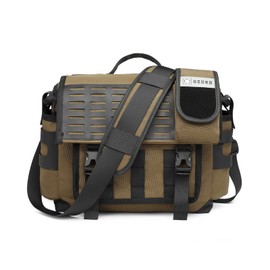 FANDARE Casual Shoulder Crossbody Bag Boys Messenger Bag Commute Laptop Handbag Multi-Pocket Satchel Bag Bookbag Men Briefcase for School College Campus Commute Outdoor Travel Polyester Khaki