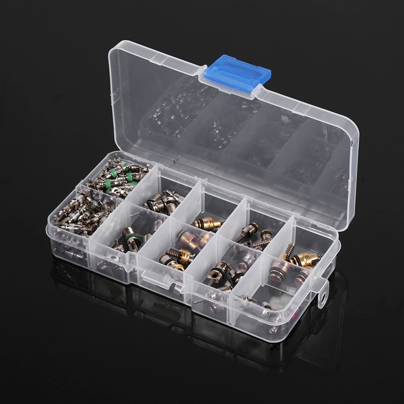 102pcs Assortment A/C R134a/R12 Refrigeration Tire Valve Stem Cores Tool