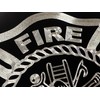 Firefighter Emblem Engraved Car Tag Diamond Etched on Black Aluminum