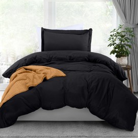 Utopia Bedding Duvet Cover Twin Size - 1 Duvet Cover with 1 Pillow Sham - 2 Pieces Bedding Duvet Cover with Zipper Closure - Soft Brushed Microfiber, 68 X 90 Inches (Twin/Twin XL, Black)