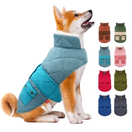 kyeese Dog Coats Warm Dog Jacket Winter Windproof Waterproof Dog Jackets Padded Sherpa with Leash Hole for Small Dogs Turtleneck Cold Weather Coats, Mist Blue, S