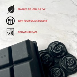 Cube & Rose by TWO2s 2 Pack One 6 LG Cubes + One 6 Roses. Large Ice Cube Trays for Cocktails, Food Grade Silicone Ice Cube Trays with Lid, Ice Molds Fun Shapes for Drinks+