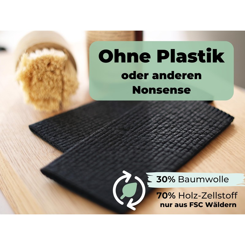Grünschloss Dish Cloths Black (5X) Swedish Dish Cloths Washable -