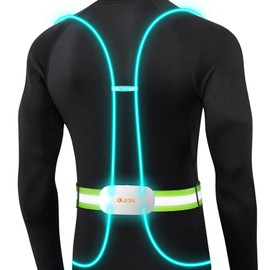 Olook LED Running Vest |Rechargeable Reflective Vest for Women Men | Safety Gear | High Visibility Vest for Night Running Jogging Cycling Walking, Green M