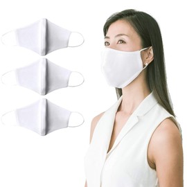 Washable Mask, Pack of 3, Antibacterial, Nano Coating, UV Protection, For Adults, 3 Layers, White, 70 Reminiscent Masks