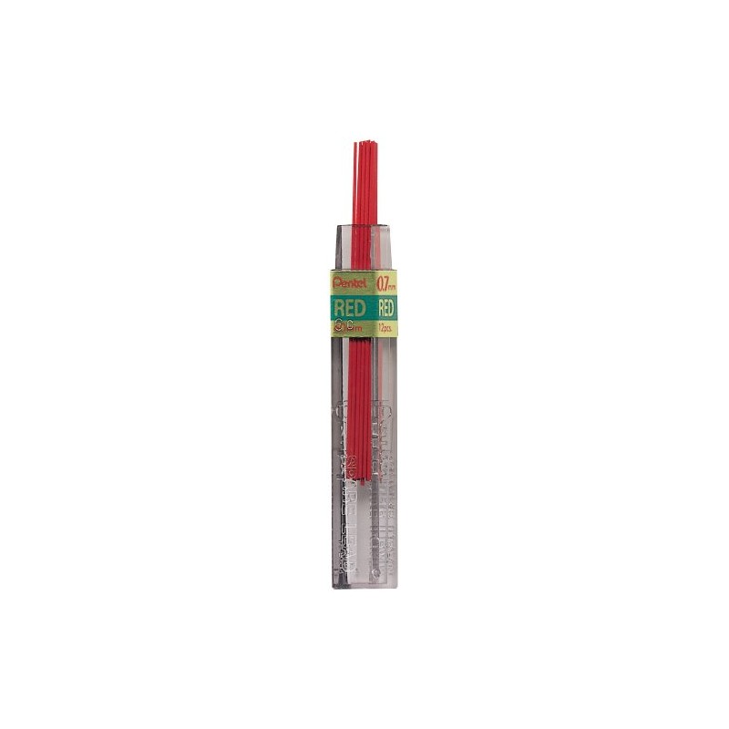 Pentel 0.7mm Coloured Pencil Leads - Red (Tube of 12)