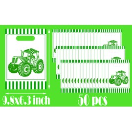 Atsmbiye 50 Tractor Goodie Bags Farm Green Tractor Themed Birthday Grapple game Baby Party Supplies Favors Decorations Candy Bag