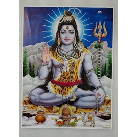Shivji Shiva Poster Shivratri Pooja Item Wall Poster Wall Posters for Home Decoration Shiv Parvati Poster for Wall Pack Of 1(Multicolor)