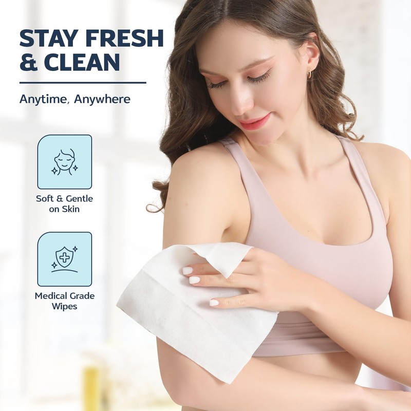 60 XL Shower Wipes – Body Wipes for Adults Bathing