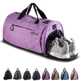 Fitgriff® Gym Bag for Men & Women with Shoe & Wet Compartment - Duffle Bag for Travel, Sports, Fitness & Workout (Purple, 23 x 12 x 12″ (Medium))